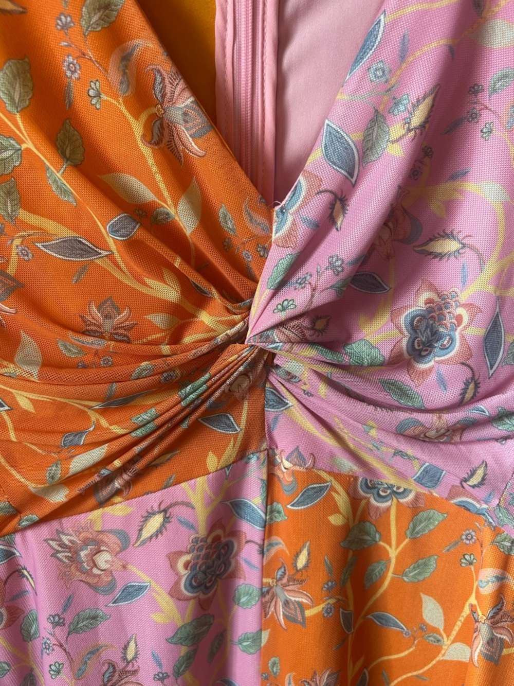 Anthropologie x Rachel Antonoff Olivia Dress - Two-Tone Floral Midi Pink&Orange - Picture 8 of 10
